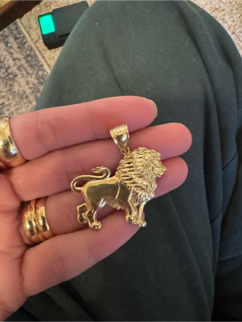 10k Gold Lion Pendant Necklace Charm - Gold Color